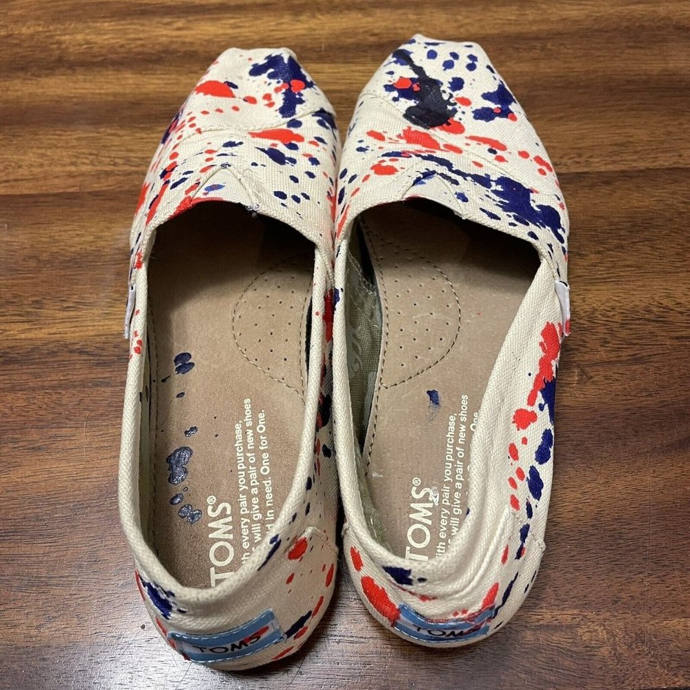 Paint Splatter Toms Canvas SlipOn Shoes Size 7.5 Wom… Gem